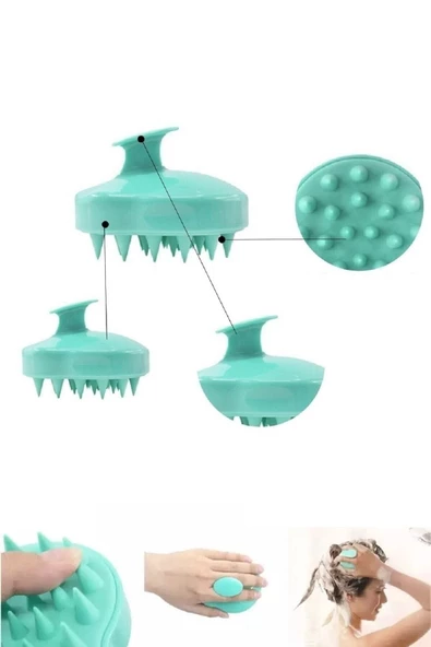 QNİAY Yumuşak Silikon Dişli Tarak Saç Derisine Masaj Yapan Şampuan Duş Fırçası Yetişkin Çocuklar Için - 3