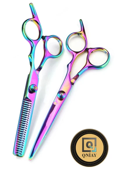 QNİAY Profesyonel Kuaför Makas Berber Seti WQM8 Saç inceltme Kesim Düz ve Ara Makas Set - 3