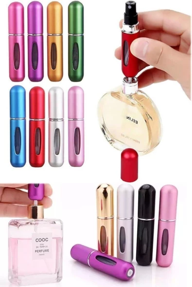 QNİAY 5 Ml Cep Parfüm Şişesi Taşınabilir Pembe Portatif Şık Tasarım Parfüm Doldurulabilin Mini Lüx Şişe - 5