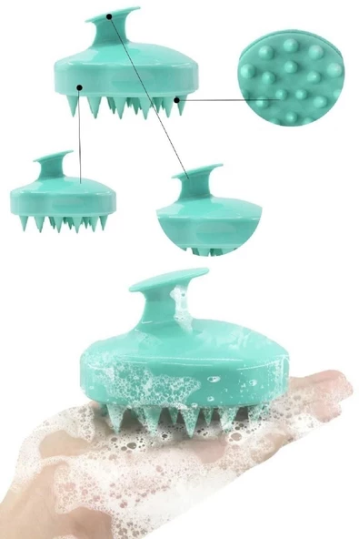 QNİAY Yumuşak Silikon Dişli Tarak Saç Derisine Masaj Yapan Şampuan Duş Fırçası Yetişkin Çocuklar Için - 2