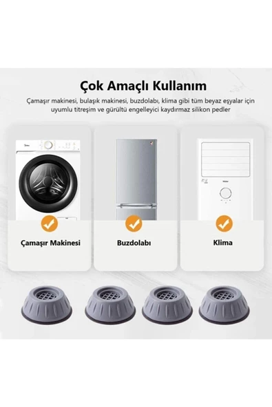QNİAY Çamaşır Makinesi Titreşim Önleyici Mobilya Kaydırmaz Ayak 4 Lü Set - 5