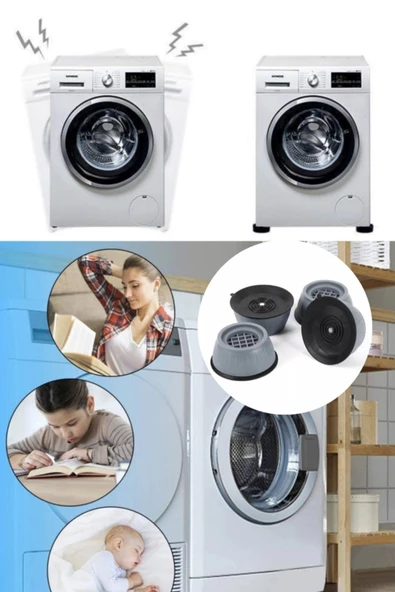 QNİAY 4 Adet Çamaşır Makinesi Veya Kurutma Makineleri Için Uyumlu Silikon Ses Ve Titreşim Azaltıcı Ayak