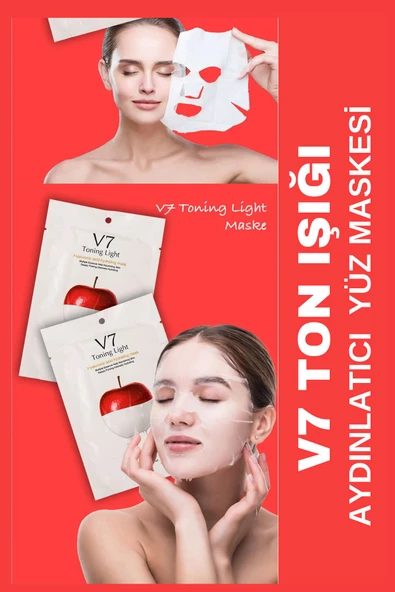 QNİAY V7 TonIşıgı One Toning Light Sticking Maske Anında Aydınlatıcı 1adet 30ml Vitamin Maskesi Evde Bakım