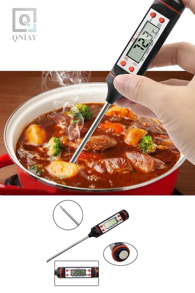 QNİAY Dijital Gıda Yemek Termometresi Yemek Isı Ölçer Daldırma Tip Süt Mama Yoğurt Çorba Mayalama Et - 2