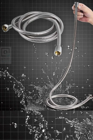 QNİAY Platin Lüx Paslanmaz Kaliteli Örgülü Duş Hortumu 360 Dönebilen Pratik Kopmaz Duş Hortum