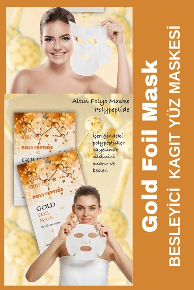 QNİAY Altın Folyo Aydınlatıcı Yüz Maskesi Gold Foil Mask 30ml 1adet Peg-40 Hint Yağı Maskesi