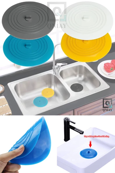 QNİAY Yuvarlak Silikon Mat Lavabo Banyo Evye Küvet Tıkacı Banyo ve Lavabo Saç ve Tıkanma Koku Önler - 3