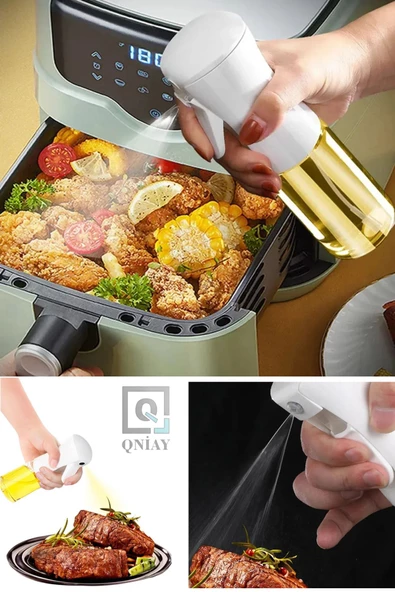 QNİAY Chef Sprey Sunum Yağdanlık Püskürtme Sprey Cam Şişe Zeytinyağı Sirke Yağ Limon Airfryer Kamp Barbekü - 3