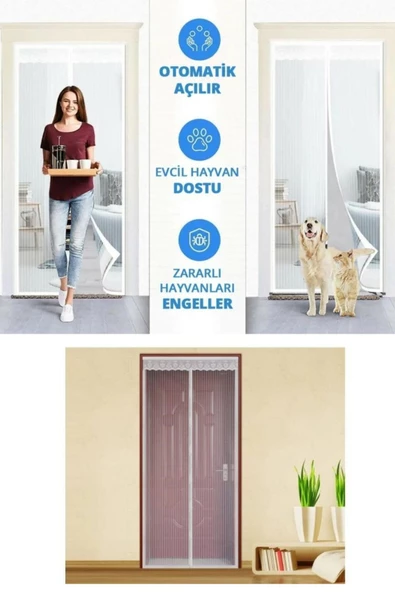 QNİAY Kapı Sinekliği Tül Perde Kolay Kurulum Sineklik Mıknatıslı Kapı Sinekliği Tül Otomatik Kapanır - 4