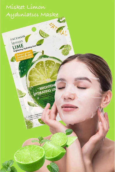 QNİAY Limon C Vitamini Hydrating Yüz Maskesi Lime Mask Aydınlatıcı Dengeleyici - 3