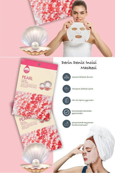 QNİAY Deep Sea Pearl Deniz İnci Maskesi Onarım (1adet)Yüz Maskesi Hafta Sonu Evde Bakım - 2