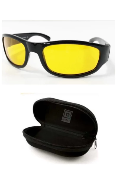 QNİAY Motosiklet Bisiklet Gözlüğü Sarı Camlı Uv Koruma Gece Sürüş Antifar Güneş Gözlüğü