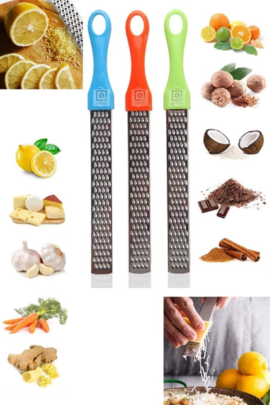 QNİAY Renkli Saplı Limon Peynir Sarımsak Zencefil Vb. Dilimleyicisi Uzun Rende 1adet - 3