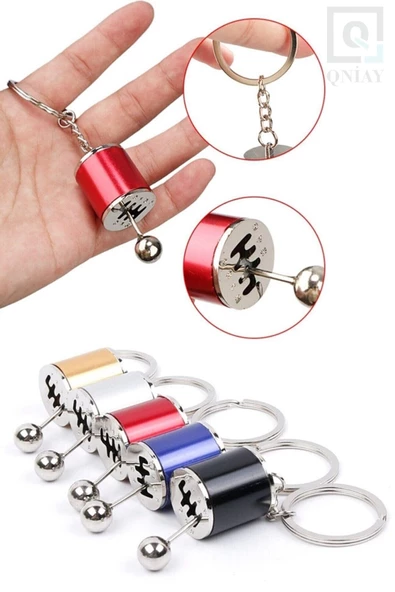 QNİAY Hareketli Araba Vites Anahtarlık Altı Hız Manuel Vites Dişli Shifter Topuzu Metal Anahtarlık - Resim 2