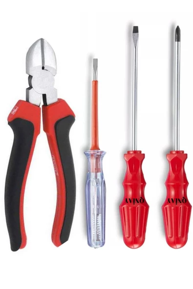 QNİAY Yankeski Kontrol Kalemi Yıldız Ve Düz Tornavida Tamirci Seti 4'lü Set