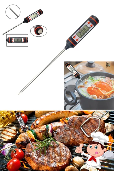 QNİAY Dijital Gıda Yemek Termometresi Yemek Isı Ölçer Daldırma Tip Süt Mama Yoğurt Çorba Mayalama Et - 4