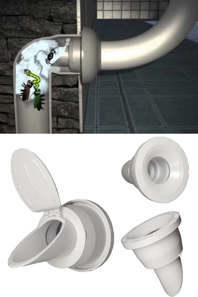 QNİAY Pratik Lavabo Koku Giderici Çek Valfli Lavabo Gider Adaptör Conta Ø50 Evye Koku Önleyici - 2