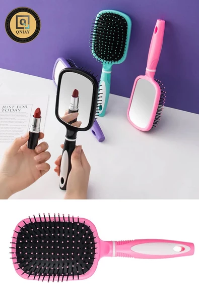 QNİAY Profesyonel Kürek Aynalı Saç Fırçası Dolaşık Açıcı Saç Tarak Masaj Şekillendirici Bakımlı Saçlar - 3
