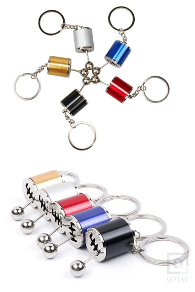 QNİAY Hareketli Araba Vites Anahtarlık Altı Hız Manuel Vites Dişli Shifter Topuzu Metal Anahtarlık - Resim 3