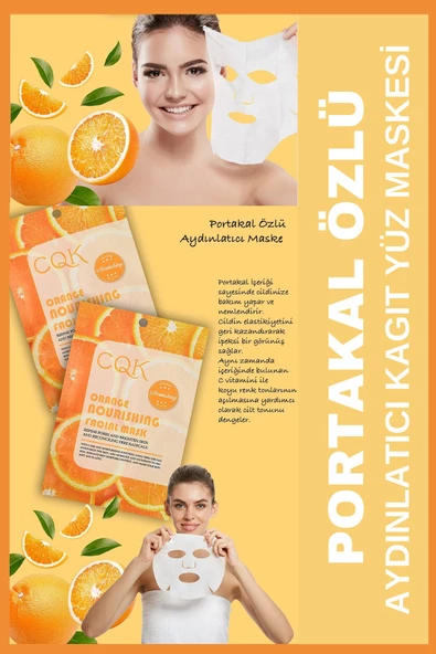 QNİAY Portakal Özlü Turuncu Vitamin C 30 ml 1 adet Gözenek Onarıcı Yüz Maskesi Evde Bakım Maske