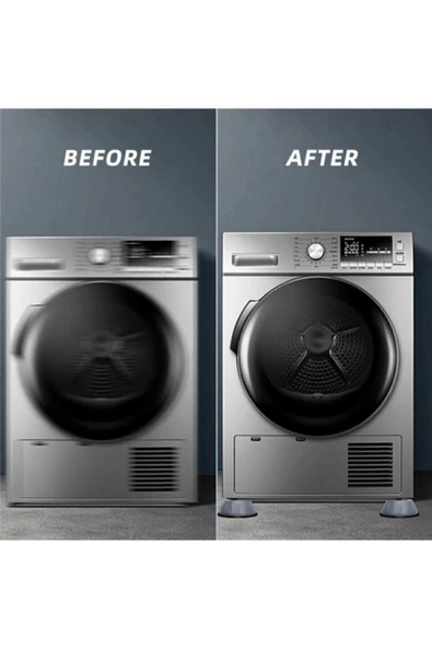 QNİAY 4 Adet Çamaşır Makinesi Veya Kurutma Makineleri Için Uyumlu Silikon Ses Ve Titreşim Azaltıcı Ayak - 5