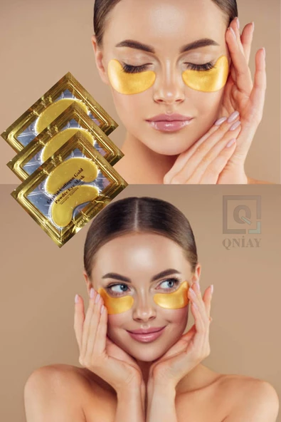 QNİAY Kolajen Kristal 24k Göz Altı Maske 1 Çift Beyazlatıcı Nemlendirici Şişkinlik Kırışıklık Önleyici - 4