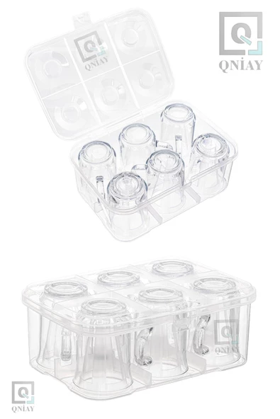 QNİAY Yeni Su Bardağı Taşıma Kutusu Şeffaf Plastik 6 Bardak Kapasiteli Piknik Kutusu - 4