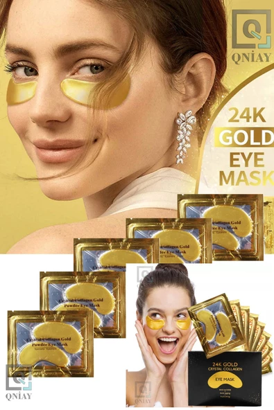 QNİAY Collagen Göz Maskesi Göz Altı Torbası Şişlik Giderici Nemlendirme 1çift Kolajen 24k Gold Maske - 2