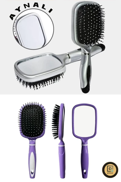 QNİAY Profesyonel Kürek Aynalı Saç Fırçası Dolaşık Açıcı Saç Tarak Masaj Şekillendirici Bakımlı Saçlar - 6