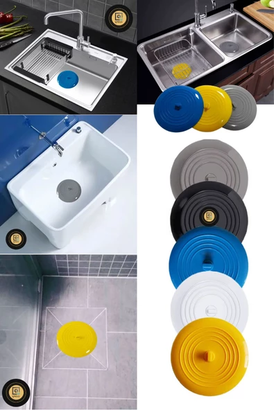 QNİAY Yuvarlak Silikon Mat Lavabo Banyo Evye Küvet Tıkacı Banyo ve Lavabo Saç ve Tıkanma Koku Önler - 4