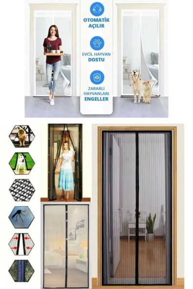 QNİAY Kapı Sinekliği Tül Perde Kolay Kurulum Sineklik Mıknatıslı Kapı Sinekliği Tül Otomatik Kapanır