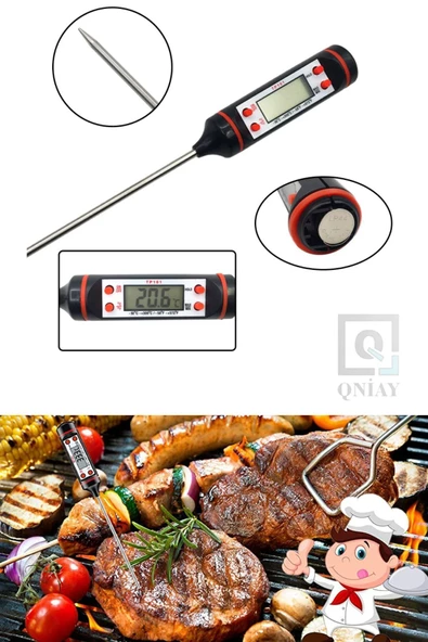 QNİAY Dijital Gıda Yemek Termometresi Yemek Isı Ölçer Daldırma Tip Süt Mama Yoğurt Çorba Mayalama Et - 3