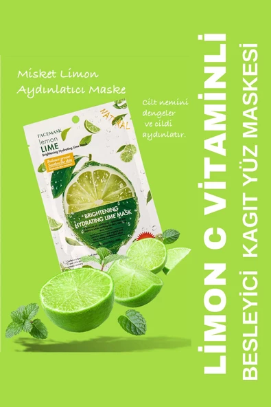 QNİAY Limon C Vitamini Hydrating Yüz Maskesi Lime Mask Aydınlatıcı Dengeleyici