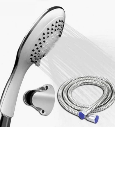 QNİAY Pamuk Beyaz Duş Seti Duş Başlığı Sprial Hortum Mafsal ürün görseli 1