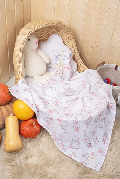 Luckka Dijital Baskılı 3'lü Müslin Örtü Seti - 75x75 cm - ZT5000 Pembe - 3