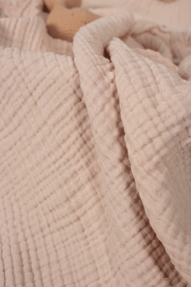 Müslin Püsküllü 4 Katlı Müslin Battaniye 90x120 cm - ZE4KATLI Ekru - 2