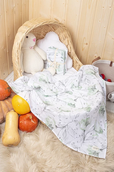 Luckka Dijital Baskılı 3'lü Müslin Örtü Seti - 75x75 cm - ZT5000  Yeşil