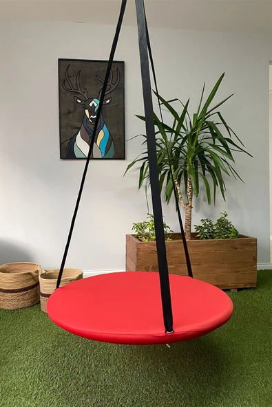 SVAVA Tavana Asılan Ev Tipi Çocuk Salıncağı - Yuvarlak Bebek Çocuk Hamak Salıncak (kırmızı) - Resim 2