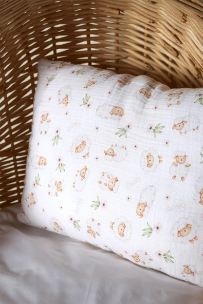 Müslin Desenli Nano Jel Bebek Yastık 35x45 cm - ZTYASTIK Beyaz - 2