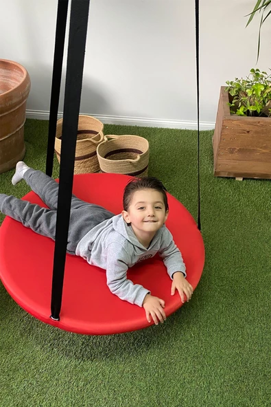 SVAVA Tavana Asılan Ev Tipi Çocuk Salıncağı - Yuvarlak Bebek Çocuk Hamak Salıncak (kırmızı) - Resim 3