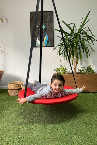 SVAVA Tavana Asılan Ev Tipi Çocuk Salıncağı - Yuvarlak Bebek Çocuk Hamak Salıncak (kırmızı) - Resim 6