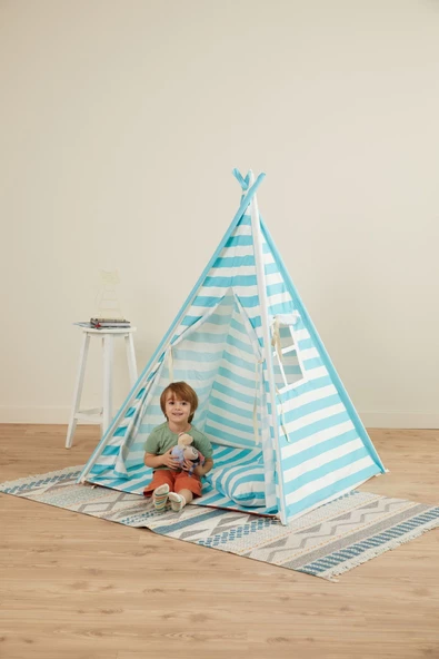 SVAVA Unisex Oyun Çadırı - Çocuk Oyun Evi (Turkuaz - Beyaz)