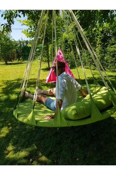 SVAVA Ruby Yastıklı Ev Tipi Ve Dış Mekan Hamak (160 Cm Çap) - Bahçe, Balkon Hamak Salıncak (yeşil) - Resim 3