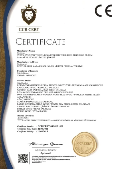 SVAVA Sepet Salıncak - Tavan Salıncağı - Çocuk Salıncağı (Sarı) - Resim 6