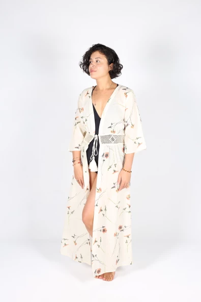 Luckka Heritage Kadın Plaj Kaftan Kimono Pareo - ZTKİMONO  L Desenli 5