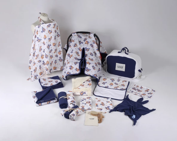 Luckka 29 Parça Müslin Bebek Bakım Çantası - Müslin Set - ZTÇANTA Mavi - 2