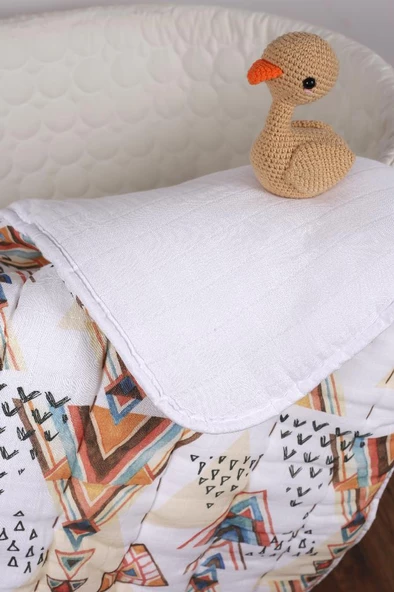 %100 Pamuk Bebek Müslin Yorgan - Oyun Matı El İşlemeli 70x100 cm - ZTD100 ZT071 - 3