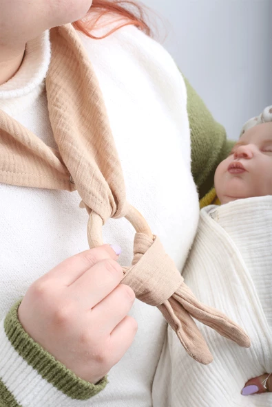 Luckka 2 Katlı Müslin Örtü , Oyuncak , Müslin Önlük Seti 75x75 cm - ZTCRINKLE Set - 4