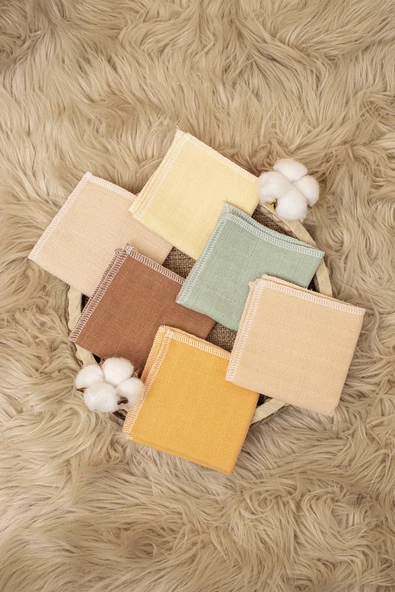 Luckka 12'li Müslin Ağız Mendili , Ter Bezi Çift Kat Dikimli 20x20 - ZT0011 12'li - 3