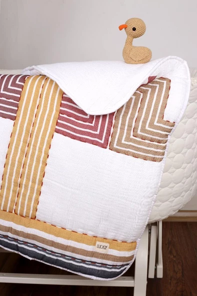 %100 Pamuk Bebek Müslin Yorgan - Oyun Matı El İşlemeli 70x100 cm - ZTD100 ZT061 - 2